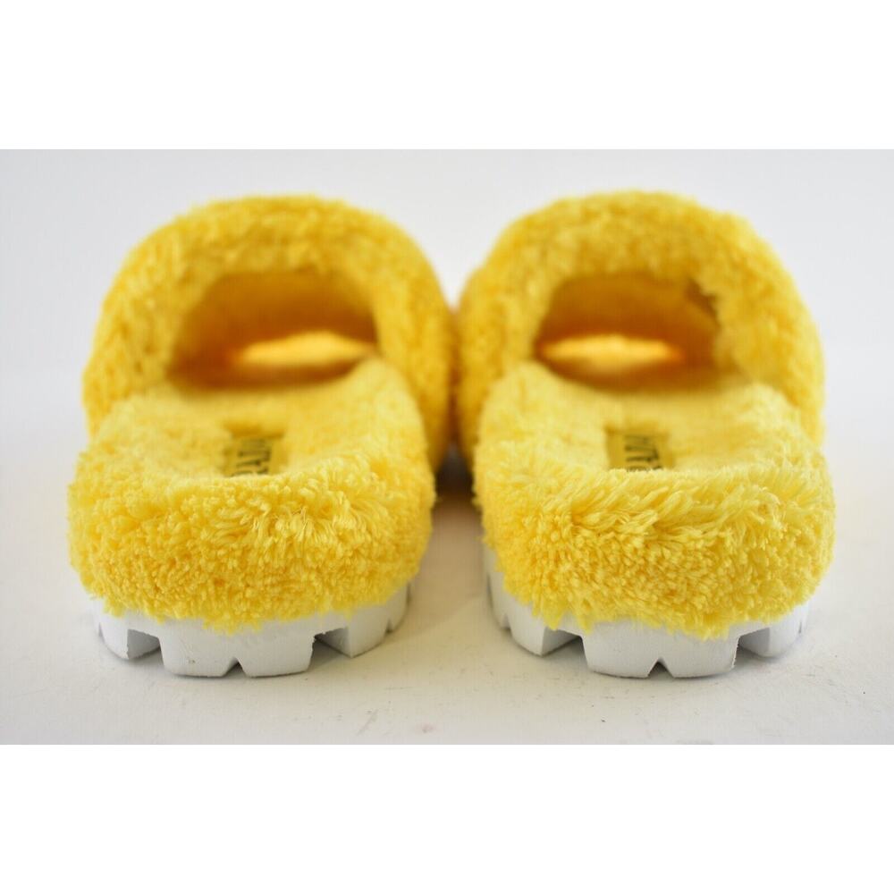 Prada Yellow Terry Cloth Black Logo Slide Sandal Rubber Sole Flip Flop Flat 38 - Picture 11 of 12